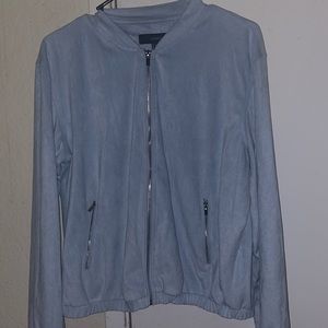 Forever 21 baby blue faux suede bomber jacket